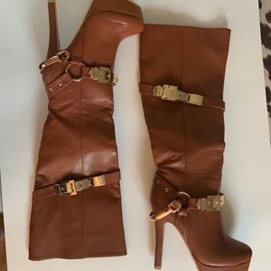 Brown heeled boots